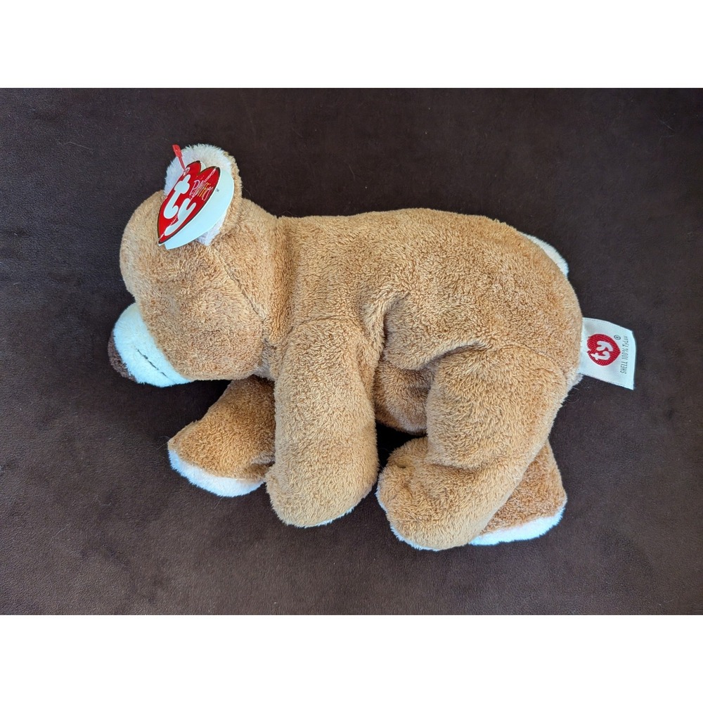 Ty Pluffies Slumbers the Bear Tan Brown Plush Stuffed Animal 2002 TyLux 8 inch